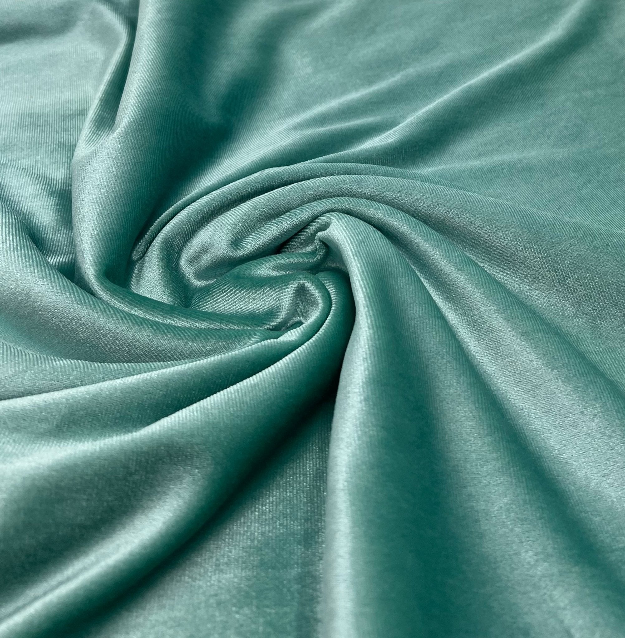 Sage Green Plain Velour Spandex Stretch Fabric - T9 Fabrics